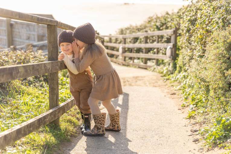 Children playing on path