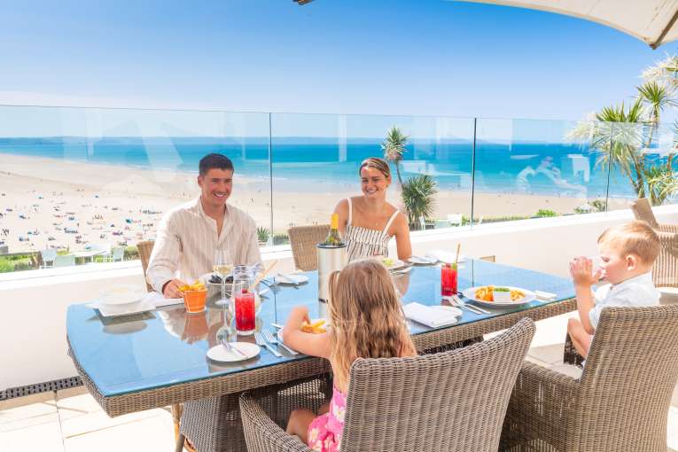 Family alfresco dining with the view