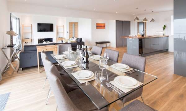 Saunton Sands Hotel Penthouse Apartment Accommodation Lounge Kitchen and Dining Areas