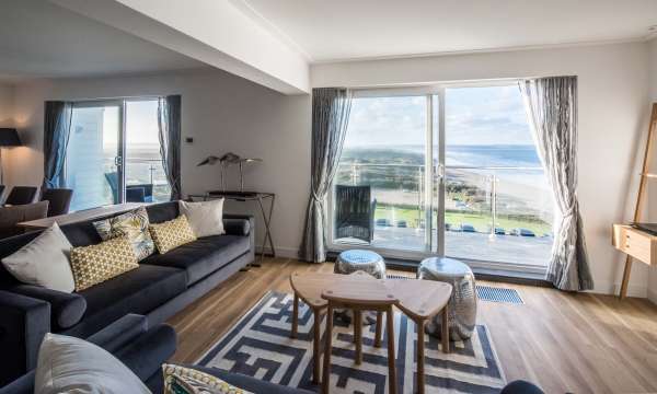 Saunton Sands Hotel Penthouse Accommodation Lounge with View Over Saunton Beach