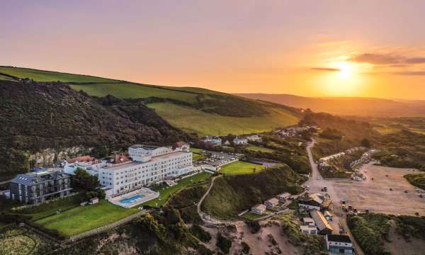 Saunton Sands Hotel Aerial View at Sunrise